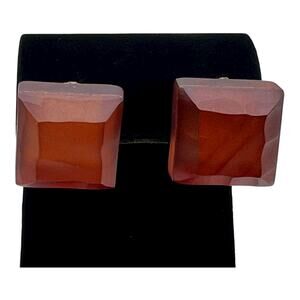 Vintage Designer Francine Bramli Paris Moonglow Square Block Earrings